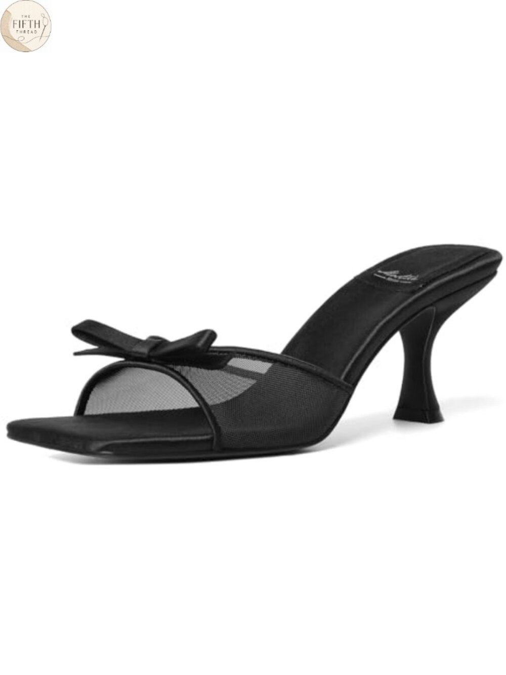 Kitten Heel Mules Square Toe Bow Slip On Stiletto Sandals